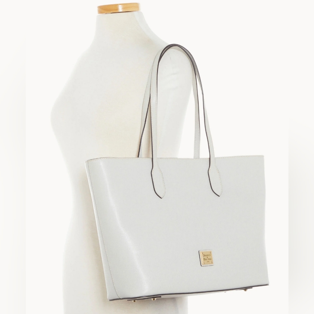 Dooney & Bourke EUC+ Saffiano Collection Large White Leather Shopper Tote Bag
